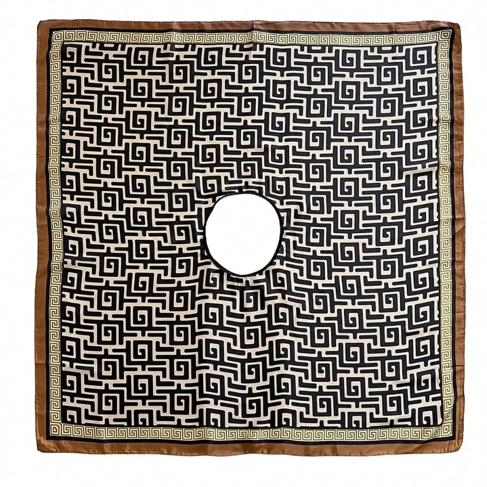 🆕 Silky Geo Print Shawl Scarf - Picture 4 of 5